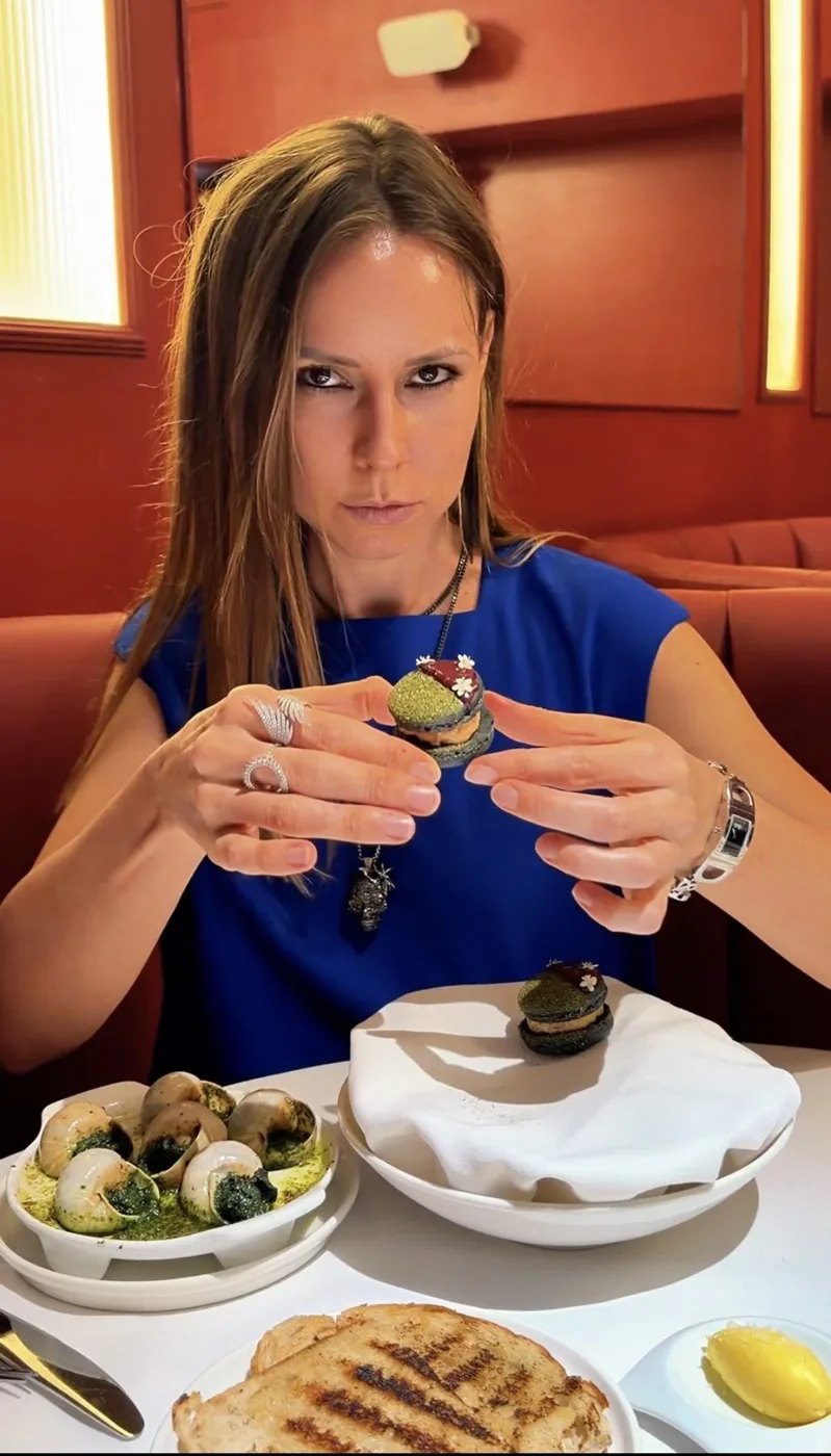 Jane at a restaurant table